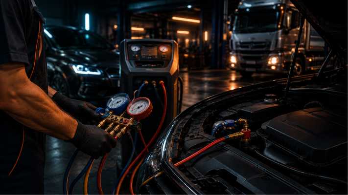 Carga de gás ar-condicionado automotivo