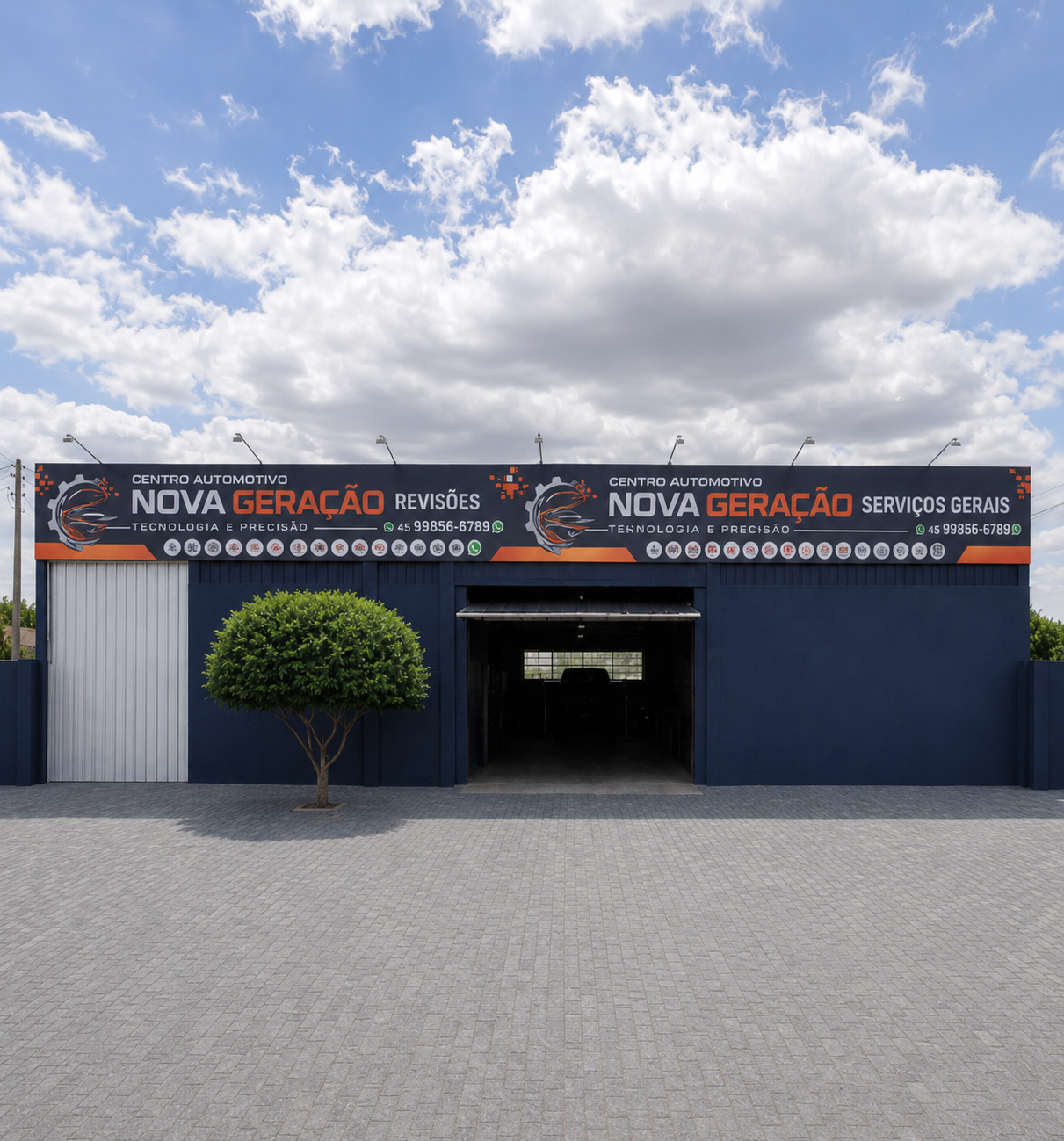 Fachada real do Centro Automotivo Nova Geração